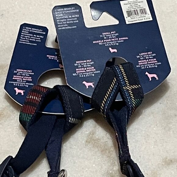 Vera Bradley Tartan Plaid Navy and Multicolor Pet Collar and Leash SZ M NWT - Picture 2 of 7